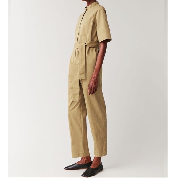 COS Pants - COS SHORT-SLEEVED COTTON-MIX JUMPSUIT
